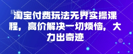 淘宝付费玩法无界实操课程，高价解决一切烦恼，大力出奇迹-小鹏项目网