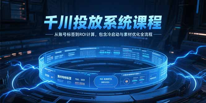 千川投放系统课程，从账号标签到ROI计算，包含冷启动与素材优化全流程-小鹏项目网