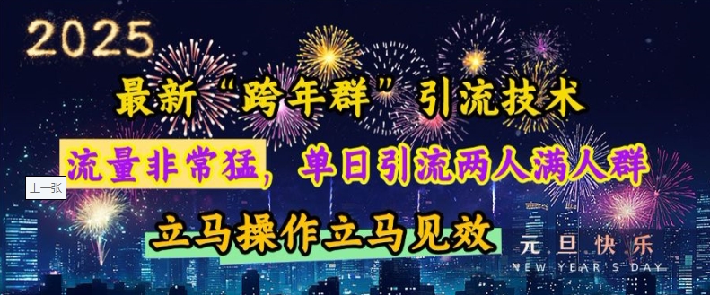 最新“跨年群”引流，流量非常猛，单日引流两人满人群，立马操作立马见效【揭秘】-小鹏项目网