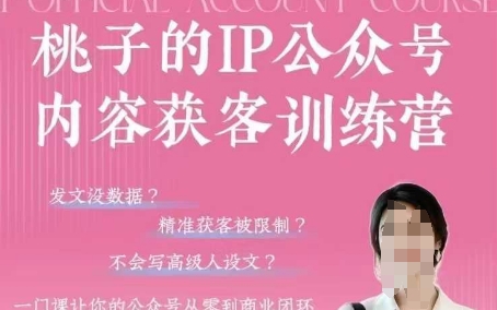 桃子IP公众号内容获客训练营(第3期)，一门让你公众号从0到商业闭环的课程-小鹏项目网