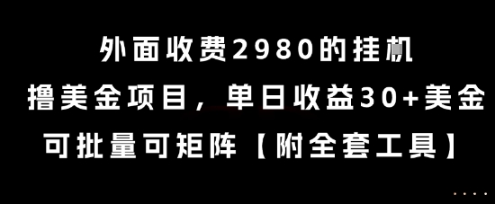 外面收费2980的挂G撸美金项目，单日收益30+美金，可批量可矩阵【揭秘】-小鹏项目网