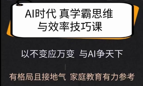 Ai时代真学霸思维与学习方法课，有格局且接地气，家庭教育有力参考-小鹏项目网