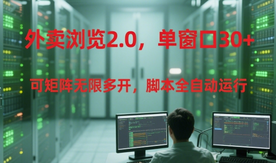 外卖浏览2.0，单窗口30+可矩阵无限多开，脚本全自动运行【揭秘】-小鹏项目网
