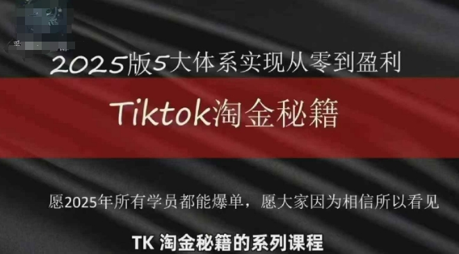 TikTok跨境2025淘金秘籍，​2025TikTok从0到盈利变现-小鹏项目网