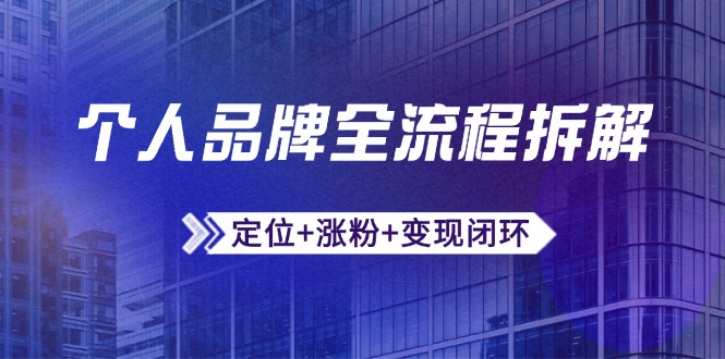 个人品牌全流程拆解：定位+涨粉+变现闭环，微信生态运营与资源整合-小鹏项目网