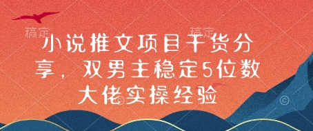 小说推文项目干货分享，双男主稳定5位数大佬实操经验-小鹏项目网
