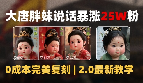AI大唐胖贵妃说话2.0，40条视频暴涨40w粉，附独家变现攻略-小鹏项目网