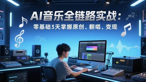 AI音乐全链路实战变现课：零基础3天掌握原创、翻唱、变现-小鹏项目网
