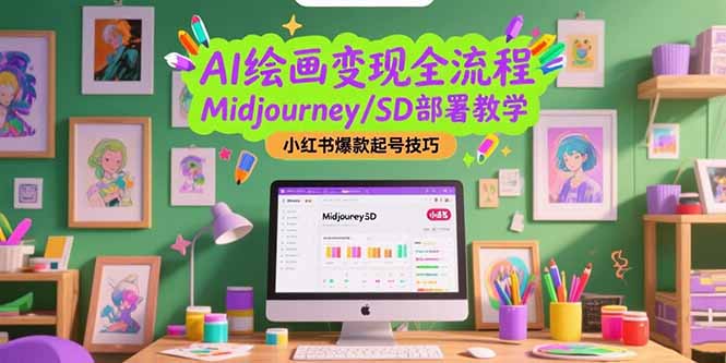 AI绘画变现全流程，Midjourney/SD部署教学，小红书爆款起号技巧-小鹏项目网