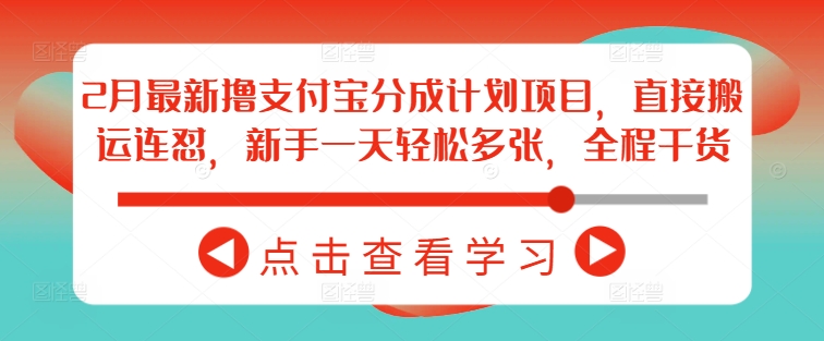 2月最新撸支付宝分成计划项目，直接搬运连怼，新手一天轻松多张，全程干货-小鹏项目网