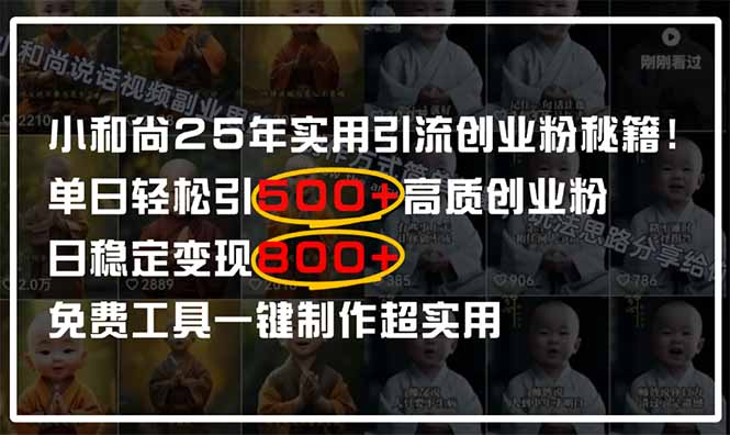 小和尚2025年实用引流秘籍！单日轻松引500+高质量创业粉，日变现800+，…-小鹏项目网