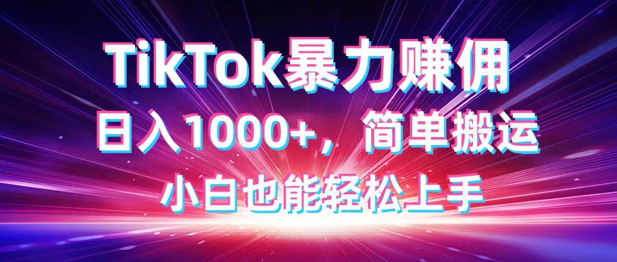 TikTok搬运暴力赚佣，日入1000+，简单搬运，小白也能轻松上手-小鹏项目网