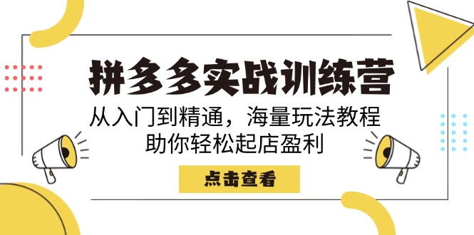 拼多多实战训练营，从入门到精通，海量玩法教程，助你轻松起店盈利-小鹏项目网
