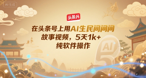 在头条号上用AI生民间故事视频，5天1k+，纯软件操作-小鹏项目网