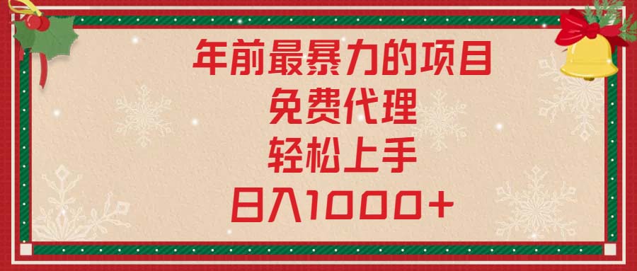 年前最暴力的项目，免费代理，轻松上手，日入1000+-小鹏项目网