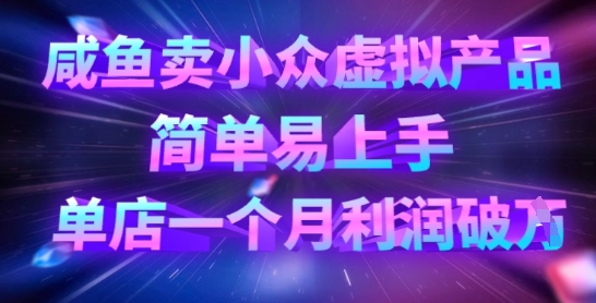 咸鱼卖小众虚拟产品，简单易上手，单店一个月利润破W-小鹏项目网