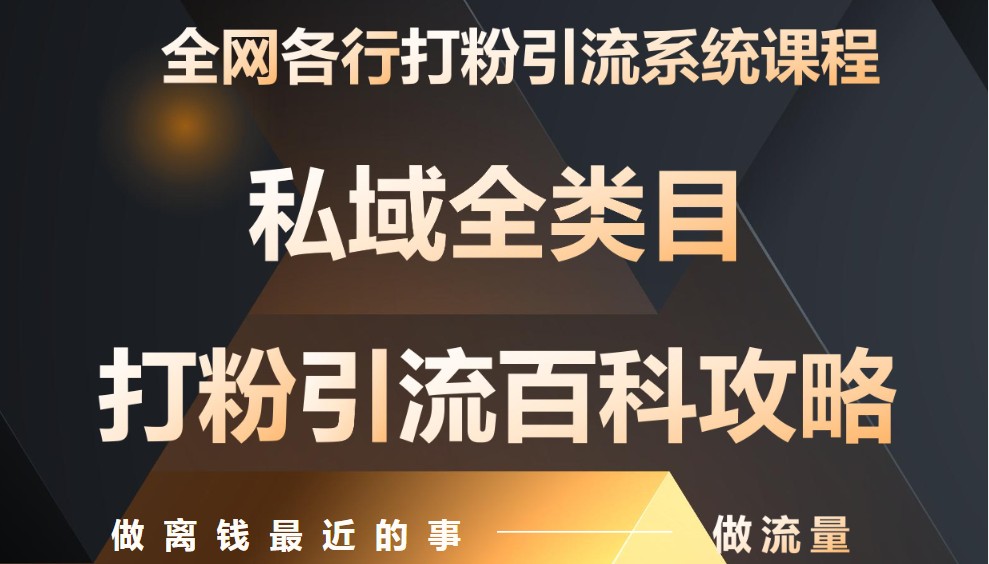 月入9万：全网唯一私域打粉引流神课，零基础手把手带你引流变现-小鹏项目网
