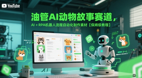 油管AI动物故事赛道，AI+RPA机器人流程自动化制作素材【保姆级教程】-小鹏项目网
