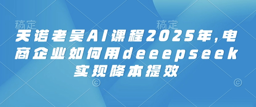 天诺老吴AI课程2025年，电商企业如何用deeepseek实现降本提效-小鹏项目网