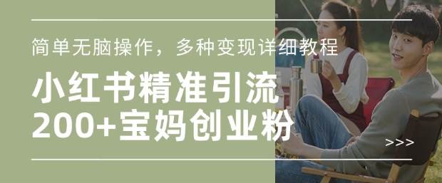 小红书混剪日引200+宝妈创业粉，简单无脑操作，多种变现详细教程-小鹏项目网