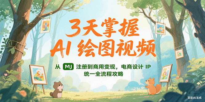 3天掌握AI绘图视频，从MJ 注册到商用变现，电商设计IP统一全流程攻略-小鹏项目网