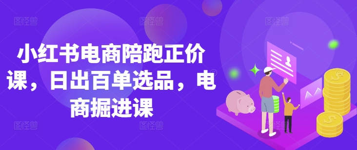 小红书电商陪跑正价课，小红书官方认证电商讲师教学，日出百单选品，电商掘进课-小鹏项目网