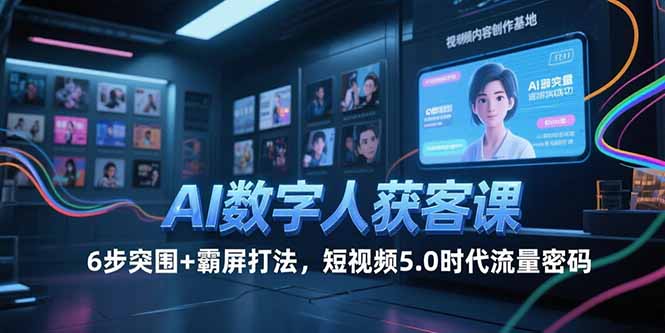 AI数字人获客课，6步突围+霸屏打法，短视频5.0时代流量密码-小鹏项目网