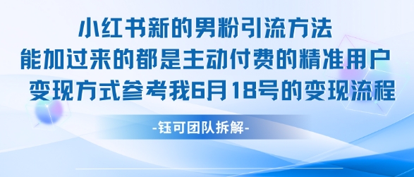 小红书全新男粉引流实操方法，日引流100多精准男粉-小鹏项目网