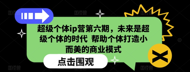 超级个体ip营第六期，未来是超级个体的时代  帮助个体打造小而美的商业模式-小鹏项目网