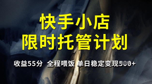 快手小店限时托管计划，收益55分，全程喂饭，单日稳定变现5张【揭秘】-小鹏项目网
