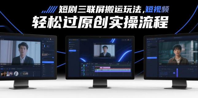 短剧三联屏搬运玩法，短剧搬运轻松过原创实操流程-小鹏项目网