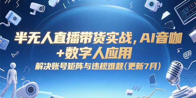 半无人直播带货实战，AI音咖+数字人应用 解决账号矩阵与违规难题(更新7月-小鹏项目网