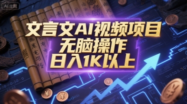 文言文AI视频项目，无脑操作，日入1K以上-小鹏项目网
