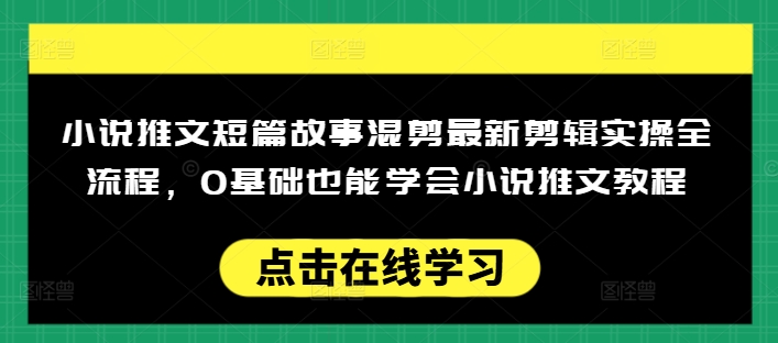 小说推文短篇故事混剪最新剪辑实操全流程，0基础也能学会小说推文教程，肯干多发日入多张-小鹏项目网