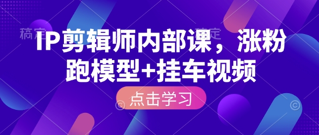 IP剪辑师内部课，涨粉跑模型+挂车视频-小鹏项目网