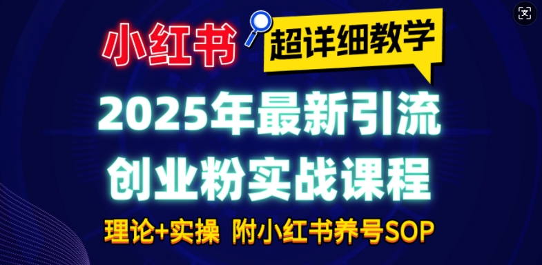 2025年最新小红书引流创业粉实战课程【超详细教学】小白轻松上手，月入1W+，附小红书养号SOP-小鹏项目网