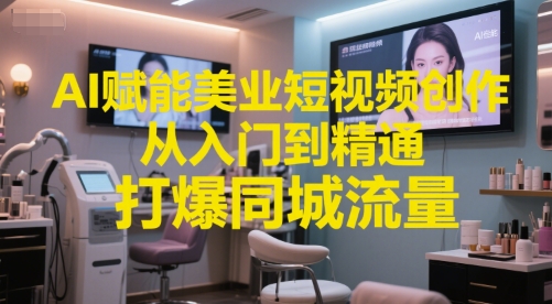 AI赋能美业短视频创作，从入门到精通，打爆同城流量，超级AI工具短视频实操落地-小鹏项目网