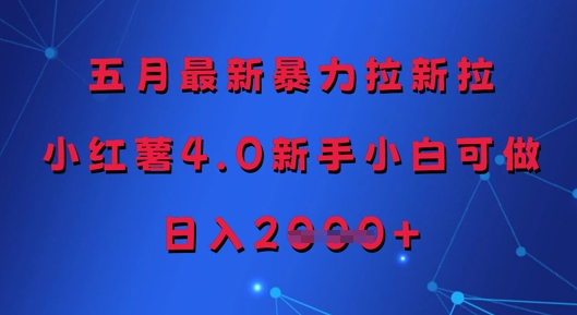 五月最新暴力拉新拉，小红薯4.0新手小白可做，日入多张-小鹏项目网