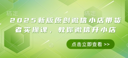 2025新版原创微信小店带货者实操课，教你微信开小店-小鹏项目网