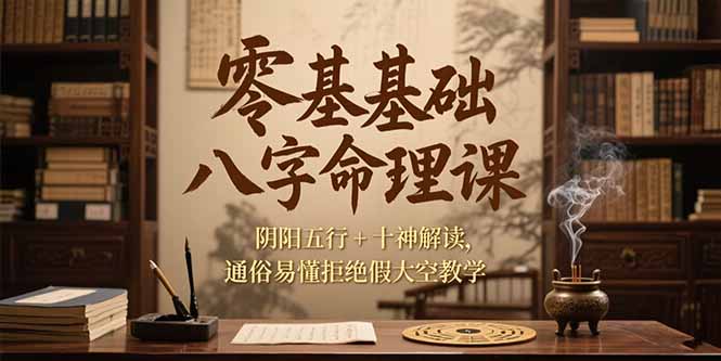 零基础八字命理课，阴阳五行+十神解读，通俗易懂拒绝假大空教学-小鹏项目网
