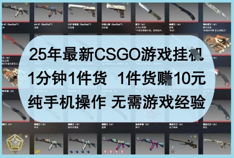 25年最新CSGO游戏挂G，1分钟1件货，1件货挣10元，纯手机操作，无需游戏经验【揭秘】-小鹏项目网