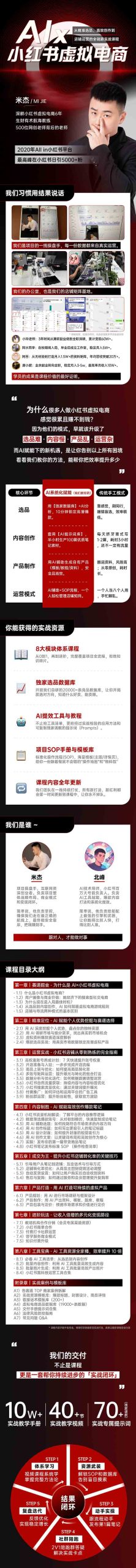 单号月收3w+，小红书低成本搞钱课《AI×小红书虚拟电商》全套-小鹏项目网