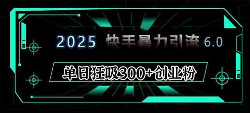2025年快手6.0保姆级教程震撼来袭，单日狂吸300+精准创业粉-小鹏项目网