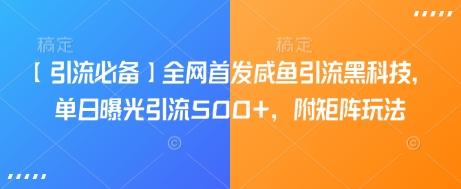 【引流必备】全网首发咸鱼引流黑科技，单日曝光引流500+，附矩阵玩法【揭秘】-小鹏项目网