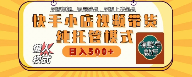 快手小店托管代运营，无需剪辑，无需选品，无需上传作品，全程无需操作，轻松月入5k+【揭秘】-小鹏项目网