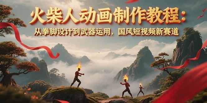 图片[1]-火柴人动画制作教程：从拳脚设计到武器运用，国风短视频新赛道-小鹏项目网