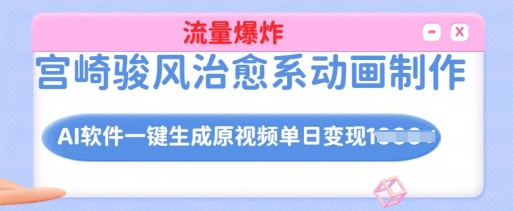 宫崎骏风治愈系动画制作，AI软件一键生成原创视频流量爆炸，单日变现多张，详细实操流程-小鹏项目网