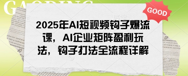 2025年AI短视频钩子爆流课，AI企业矩阵盈利玩法，钩子打法全流程详解-小鹏项目网