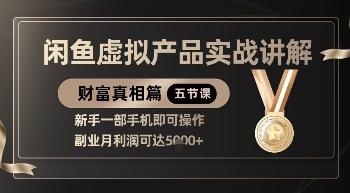精品！闲鱼虚拟产品实战讲解，新手一部手机即可操作，副业月利润可达5k+-小鹏项目网