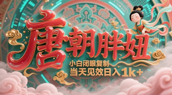 用AI克隆“唐朝胖妞”日更3条，平台疯狂推流，小白闭眼复制，当天见效，日入1k+-小鹏项目网